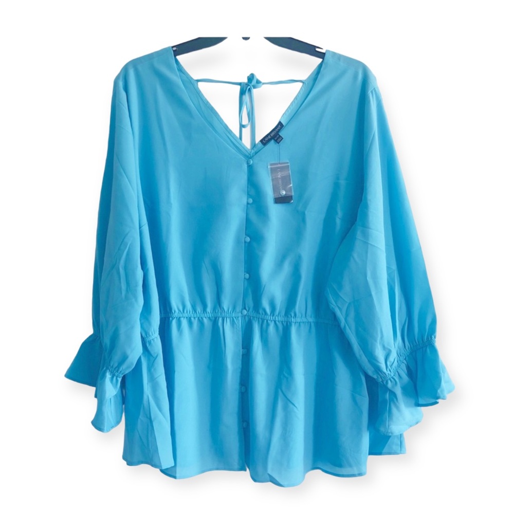 Lane Bryant Peplum Blouse with Angel Sleeves Plus Size 26/28, 4X - Picture 2 of 7